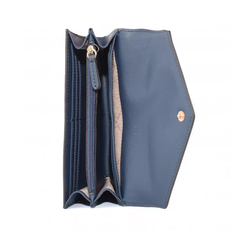 Michael Kors Jet Set Travel Saffiano Leather Wristlet Wallet in Navy with Gold-Tone Hardware