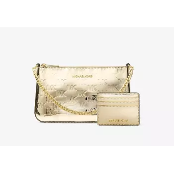 Michael Kors Jet Set Travel Tote Bag Set z Portfelem - Opal Multi Signature Coated Canvas