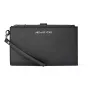 Michael Kors Jet Set Travel Women's Saffiano Leather Phone Case Wallet Wristlet, Black, Gold-Tone Hardware