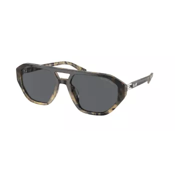 Okulary przeciwsłoneczne Michael Kors męskie MK2219U394287 - czarna oprawka acetatowa, szare soczewki poliwęglanowe, 57 mm