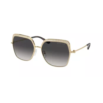 Okulary przeciwsłoneczne Michael Kors MK1141-10188G dla kobiet - czarna oprawka acetatowa, szare soczewki gradientowe, 57mm