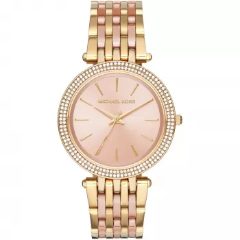 Zegarek damski Michael Kors MK3507 ze stali nierdzewnej w kolorze różowego złota z kryształkami