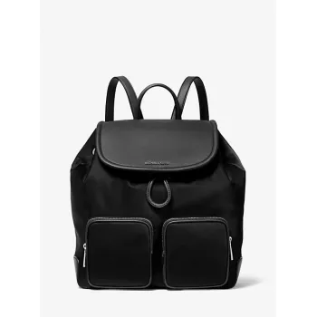 Michael Kors Plecak unisex 30S4SRKB7CBLA – Czarna skóra groszkowana, zamek od góry, 34x35x14 cm