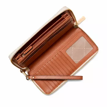 Michael Kors Damski portfel składany Jet Set Travel z sygnowanego płótna powlekanego, okucia w kolorze złota - 35F8GTVT3BVNL