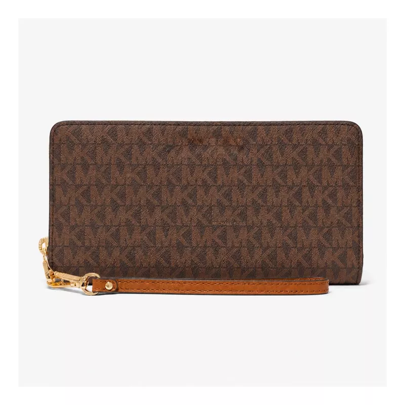 MICHAEL KORS Women's Jet Set Travel Wristlet in Brown Signature Canvas - 35S6GTVE9BBRO