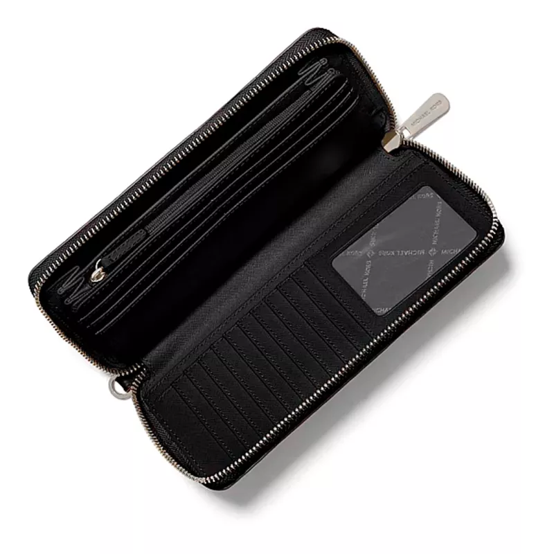 MICHAEL KORS Damski Portfel i Etui na Telefon ze Skóry Saffiano, Czarny (Jet Set Travel) - 35S6STVE9LBLA
