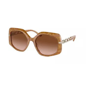 Okulary przeciwsłoneczne Michael Kors damskie MK217739153B5 oprawka ciemny szylkret soczewki brązowy gradient 56mm