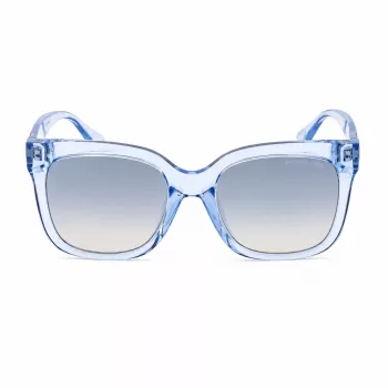 Okulary przeciwsłoneczne Michael Kors damskie MK2268UCORNFL - Oprawa acetatowa w kolorze chabrowym, soczewki gradientowe szare, 54mm