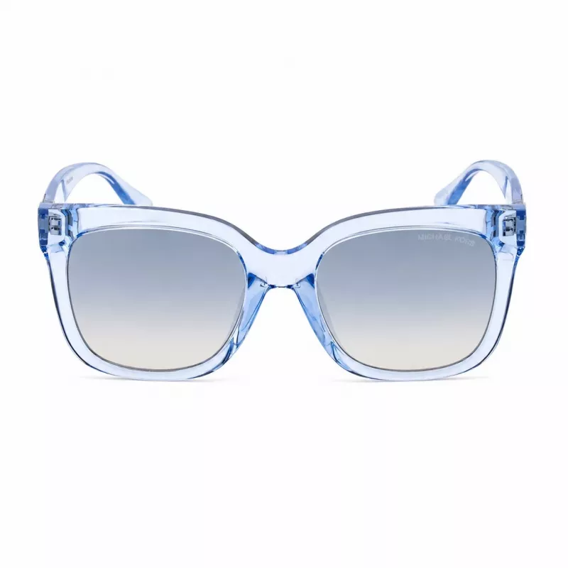 Okulary przeciwsłoneczne Michael Kors damskie MK2268UCORNFL - Oprawa acetatowa w kolorze chabrowym, soczewki gradientowe szare, 54mm