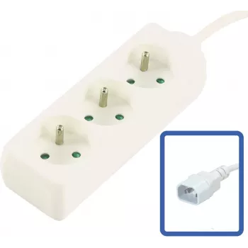 MicroConnect 3-drożny przedłużacz francuski z wyłącznikiem, zabezpieczeniem przed przeciążeniem i blokadami dla dzieci, kabel 1,5 m, biały (MC-PS030150FRUPSW)