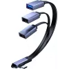 MicroConnect USB-C kątowy kabel rozdzielający, 3x USB-A 3.0, 0,15 m, czarny