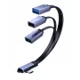 MicroConnect USB-C kątowy kabel rozdzielający, 3x USB-A 3.0, 0,15 m, czarny