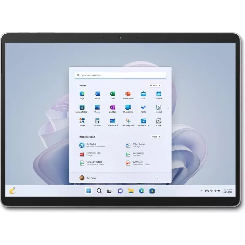 Microsoft Surface Pro 9 13 inch 2-w-1 Odłączany Tablet, Intel Core i5-1235U, 8GB RAM, 256GB SSD, Platynowy