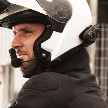 Midland BTX1 PRO S-TWIN Zestaw dwóch interkomów motocyklowych Bluetooth z zasięgiem 800 m, baterią 23 h, IPX6, redukcją szumów DNK, radiem FM, uniwersalnym parowaniem