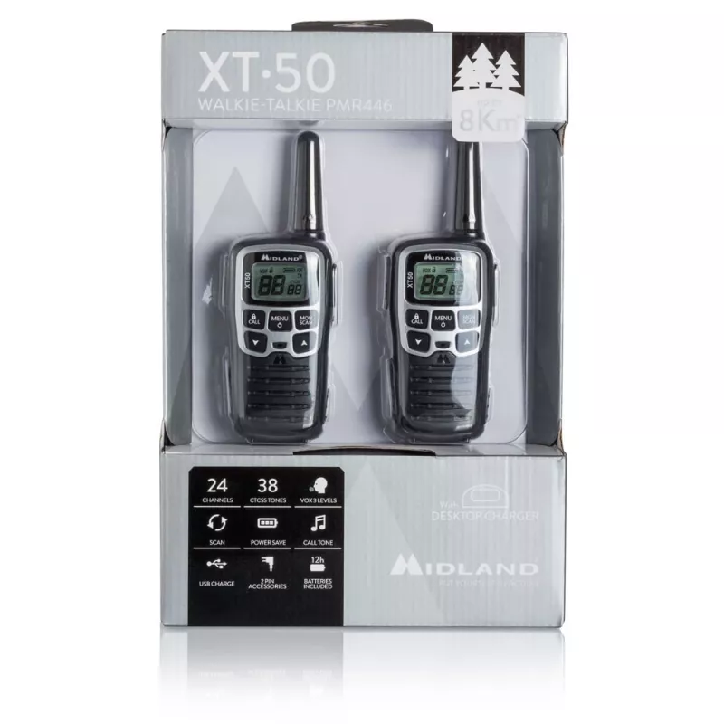 Midland XT50 2x PMR446 Przenośne Radio Dwukierunkowe Szary