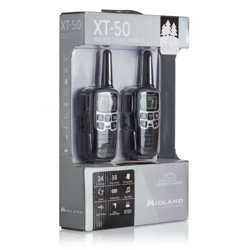 Midland XT50 2x PMR446 Przenośne Radio Dwukierunkowe Szary