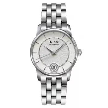 MIDO Baroncelli III Ladies Automatic Watch M007207110360 33mm Silver Dial Diamond Markers Stainless Steel Bracelet