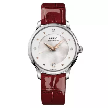 MIDO Baroncelli III Lady Automatic Watch 33mm White Mother-of-Pearl Dial Leather Strap M039207161060
