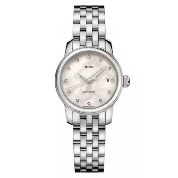 MIDO Memento Mori Limited Edition Damski Zegarek Automatyczny 25mm Stal Szlachetna Biała Perłowa Tarcza