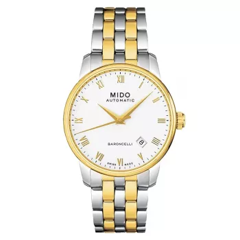Zegarek męski MIDO M86009261 Baroncelli III 38mm Automatyczny Srebrna Tarcza Czarna Skóra