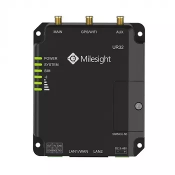 Milesight UR32L-L04EU-P Przemysłowy router 4G LTE Cat 4 z PoE, Dual SIM, portem szeregowym, I/O, VPN, obudową metalową, szyną DIN