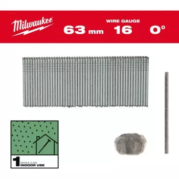 Gwoździe wykończeniowe Milwaukee 16 Gauge 63 mm 0° do M18 FN16GS (opakowanie 2500 szt.)
