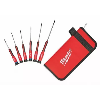 Milwaukee Zestaw wkrętaków precyzyjnych, 6-częściowy, Phillips PH00/PH0, płaskie 2.5/3.0/4.0mm, Torx T10, chromowane