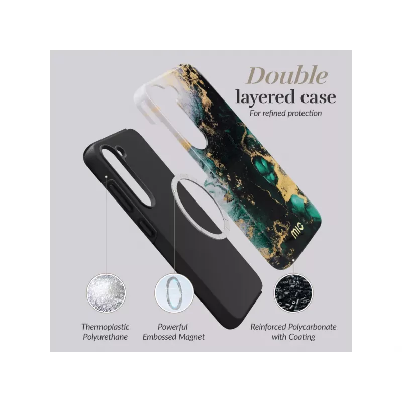 Etui MIO Green Marble kompatybilne z Magsafe do Samsung S25 Plus 5G