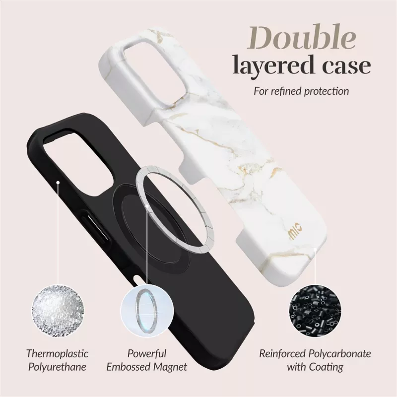 Etui MIO White Marble Magsafe Kompatybilne z iPhone 16 Plus