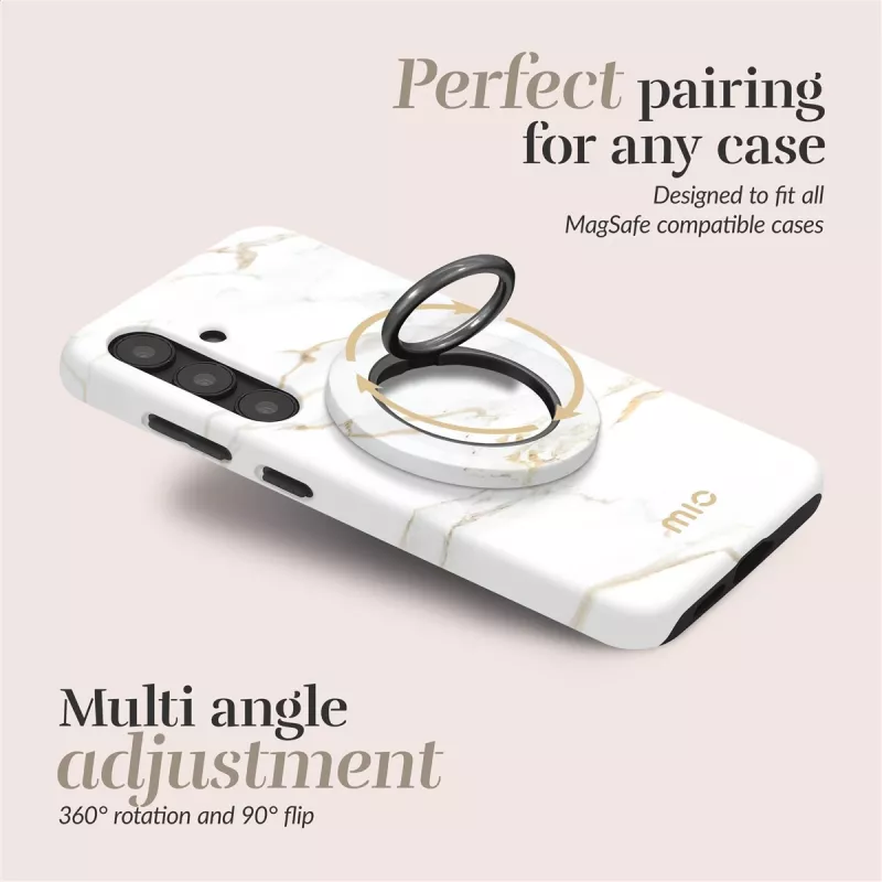 MIO White Marble Magsafe Case Compatible Ring Holder