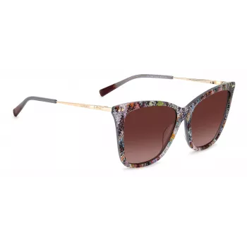 Okulary przeciwsłoneczne MISSONI damskie motylkowe MIS0106SX193X - brązowa wzorzysta oprawka acetatowa, brązowe soczewki gradientowe, ochrona UV400