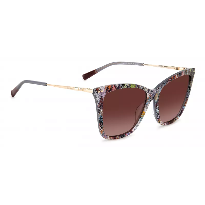 Okulary przeciwsłoneczne MISSONI damskie motylkowe MIS0106SX193X - brązowa wzorzysta oprawka acetatowa, brązowe soczewki gradientowe, ochrona UV400