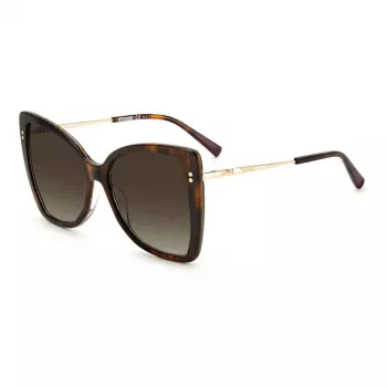 Okulary przeciwsłoneczne MISSONI dla kobiet MIS0083S086 - Oprawka motylkowa z acetatu, soczewki gradientowe brązowe, 58 mm