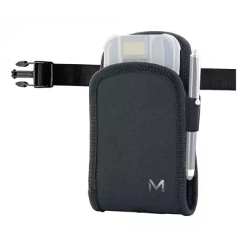MOBILIS HOLSTER BASIC - Rozmiar S + Pasek | Uniwersalne etui na małe urządzenia z klipsem do paska i pętlą, czarny nylon, zapięcie na rzep