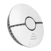 MOES WSS-S-SSD-A Czujnik dymu fotoelektryczny Wi-Fi z alertami w aplikacji Tuya, syrena 85dB, zasilany baterią CR123A, współpracuje z Alexa i Google Assistant, biały