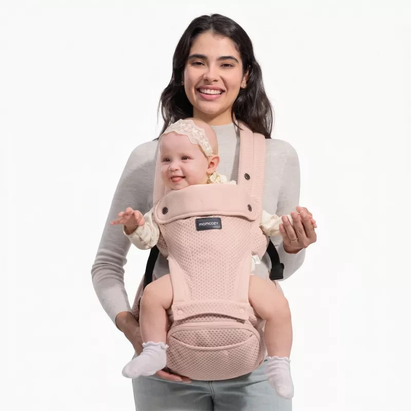 MOMCOZY Baby Carrier with Hip Seat Air Mesh - Pink