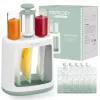 MOMCOZY Urządzenie do Przygotowywania Posiłków dla Niemowląt do Przechowywania Puree, 5-w-1 Gotowanie na Parze, Miksowanie, Puree, Rozmrażanie, Podgrzewanie, 600ml Dzbanek Tritan, 200ml Zbiornik na Wodę, Dotykowy LCD, Bez BPA, 300W Grzanie, 120W Miksowani