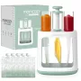 MOMCOZY Urządzenie do Przygotowywania Posiłków dla Niemowląt do Przechowywania Puree, 5-w-1 Gotowanie na Parze, Miksowanie, Puree, Rozmrażanie, Podgrzewanie, 600ml Dzbanek Tritan, 200ml Zbiornik na Wodę, Dotykowy LCD, Bez BPA, 300W Grzanie, 120W Miksowani