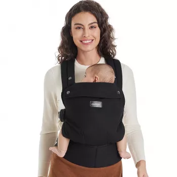Momcozy BC001 Miękki, strukturalny nosidełko dla dzieci z odpinanym siedziskiem biodrowym, czarny, 0-36 miesięcy, 3,5-20 kg