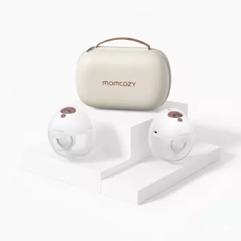 Momcozy M5 Smart Wearable Laktator – Laktator muszlowy, sterowanie aplikacją, bezprzewodowy, podwójny, czerwony