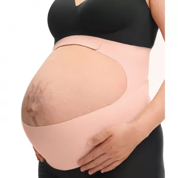 Momcozy Pregnancy Belly Band (L) - Nude, Comfortable and Supportive Maternity Support Belt
