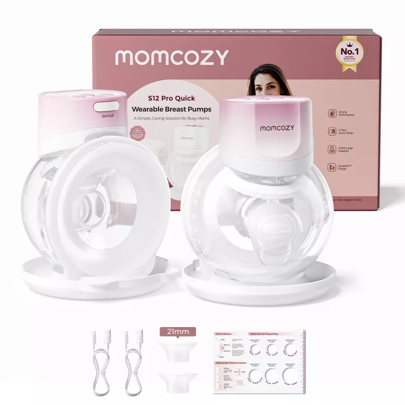 Momcozy S12 Pro Quick Pink Double Pack Shell Breast Pump Wireless Double Pink