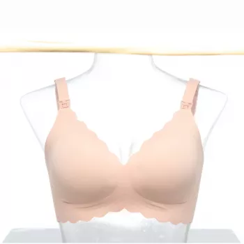 Momcozy YN46 Bezszwowy Biustonosz Do Karmienia W Kwiaty Push-up Beżowy Rozmiar M