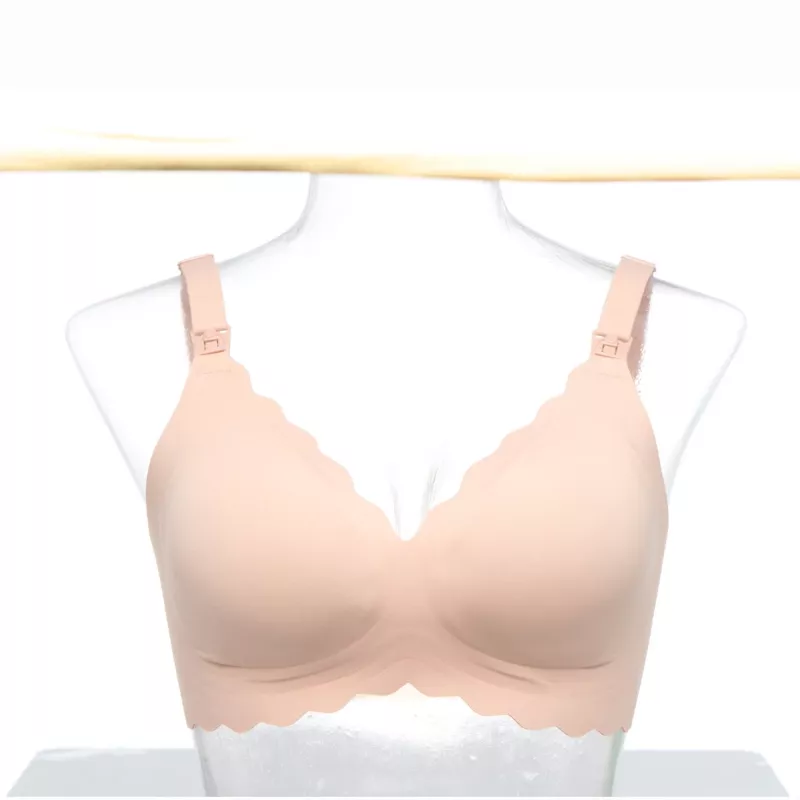 Momcozy YN46 Bezszwowy Biustonosz Do Karmienia W Kwiaty Push-up Beżowy Rozmiar M