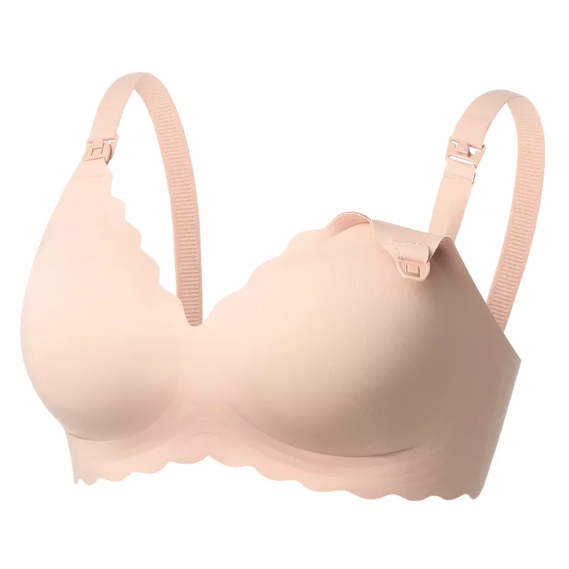 Momcozy YN46 Bezszwowy Biustonosz Do Karmienia W Kwiaty Push-up Beżowy Rozmiar M