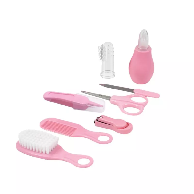 MOMINI Baby Care Kit Pinky - 10-częściowy zestaw do pielęgnacji noworodka z walizką podróżną