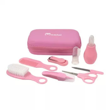MOMINI Baby Care Kit Pinky - 10-częściowy zestaw do pielęgnacji noworodka z walizką podróżną