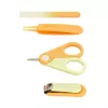 Momini Baby Nail Care Kit Sunny - Elektryczny pilnik do paznokci dla niemowląt z 6 głowicami szlifierskimi, 2 prędkościami, lampką LED, biało-żółty