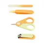 Momini Baby Nail Care Kit Sunny - Elektryczny pilnik do paznokci dla niemowląt z 6 głowicami szlifierskimi, 2 prędkościami, lampką LED, biało-żółty