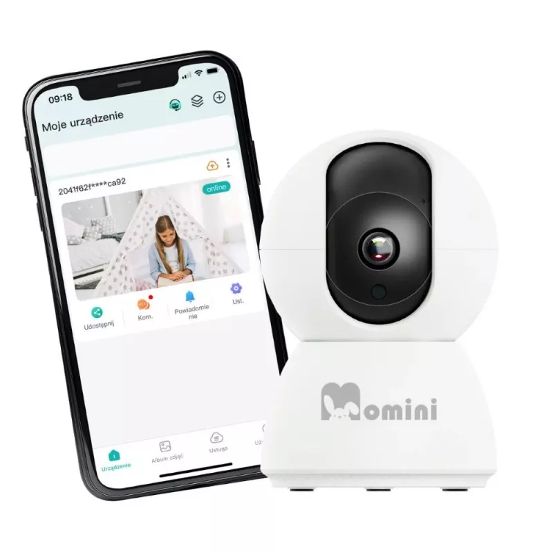 Momini KidLook Niania Elektroniczna - 3,2 inch Kolorowy LCD, Noktowizja, Komunikacja Dwukierunkowa, 8 Kołysanek, Monitorowanie Temperatury